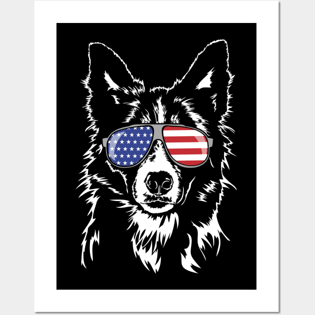 Funny Proud Border Collie American Flag sunglasses Wall Art by wilsigns